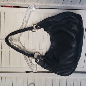 HOBO black pebble leather 2 shoulder straps bag